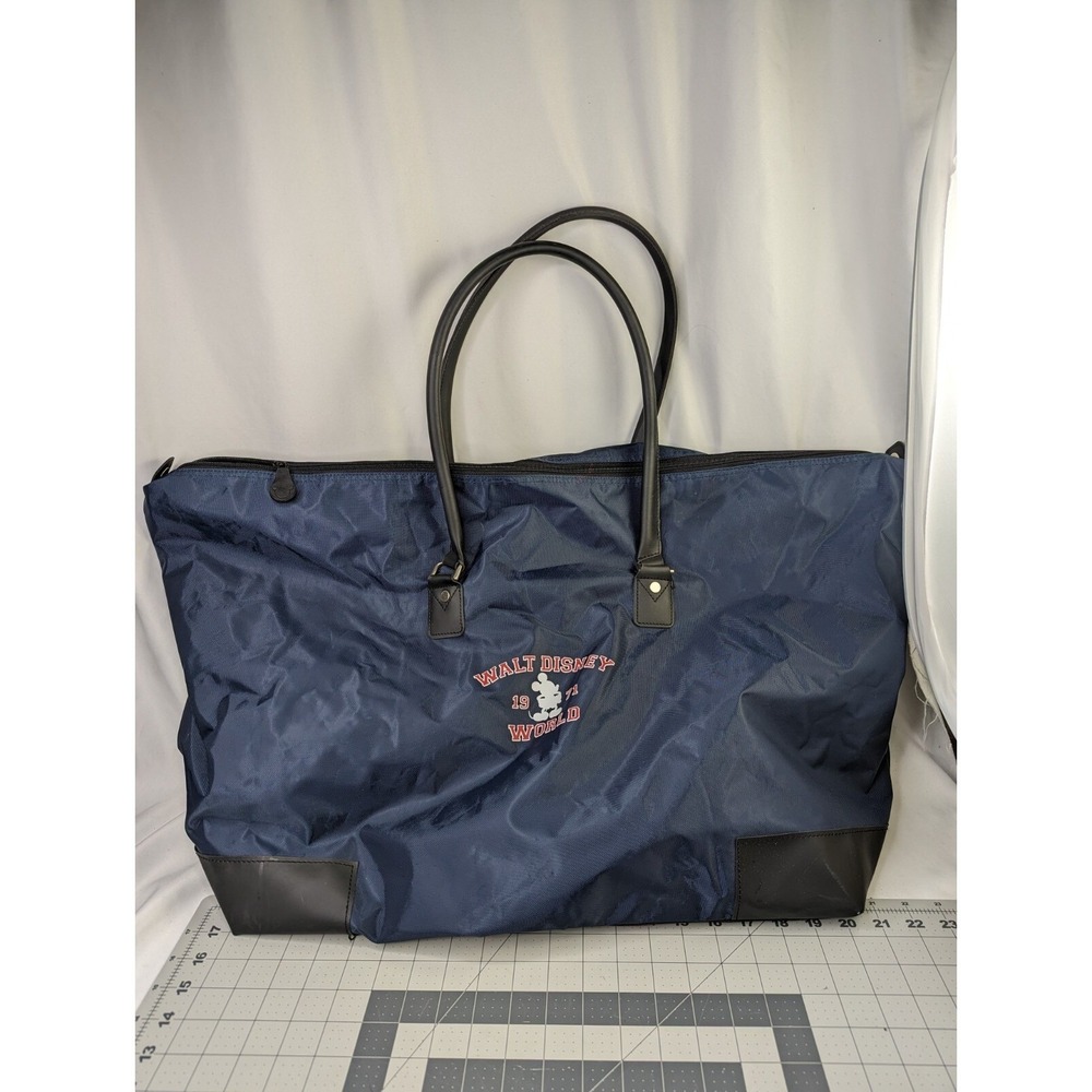 Walt Disney‎ World Blue Vinyl Large Tote Carry Bag Zipper Duffel 24x16 Inch
